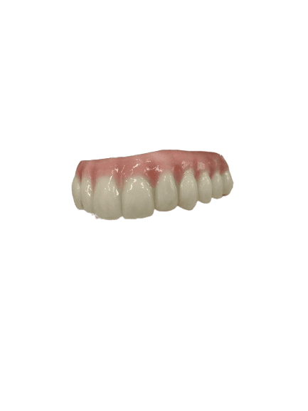 Protocolo em zircônia sobre bancada escura de laboratório dental